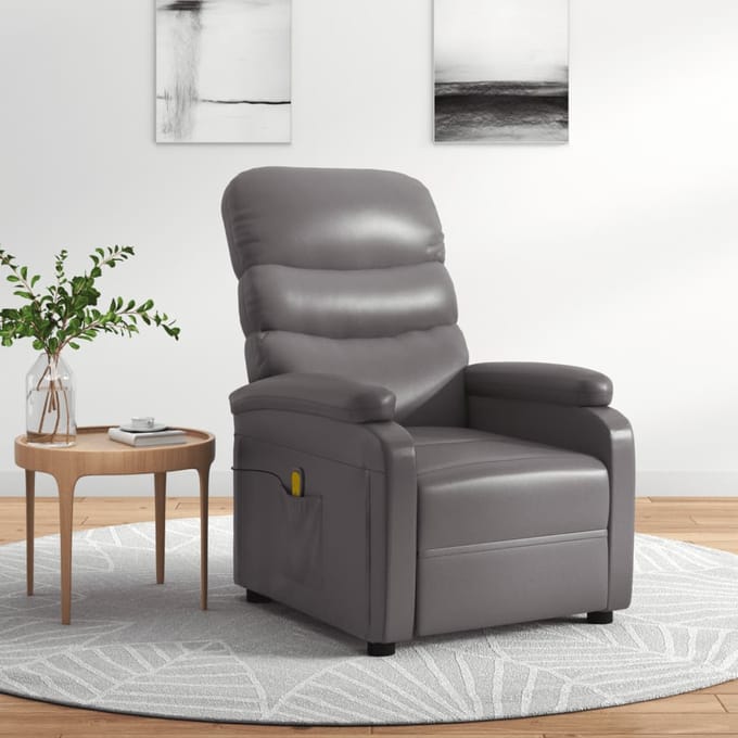 vidaXL Massagestoel kunstleer grijs