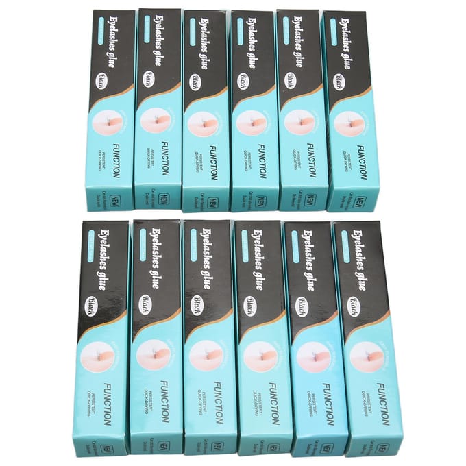 12 Stuks Valse Wimperlijm Sneldrogend Supersterk Waterdicht Langhoudend Zwarte Wimperlijm white