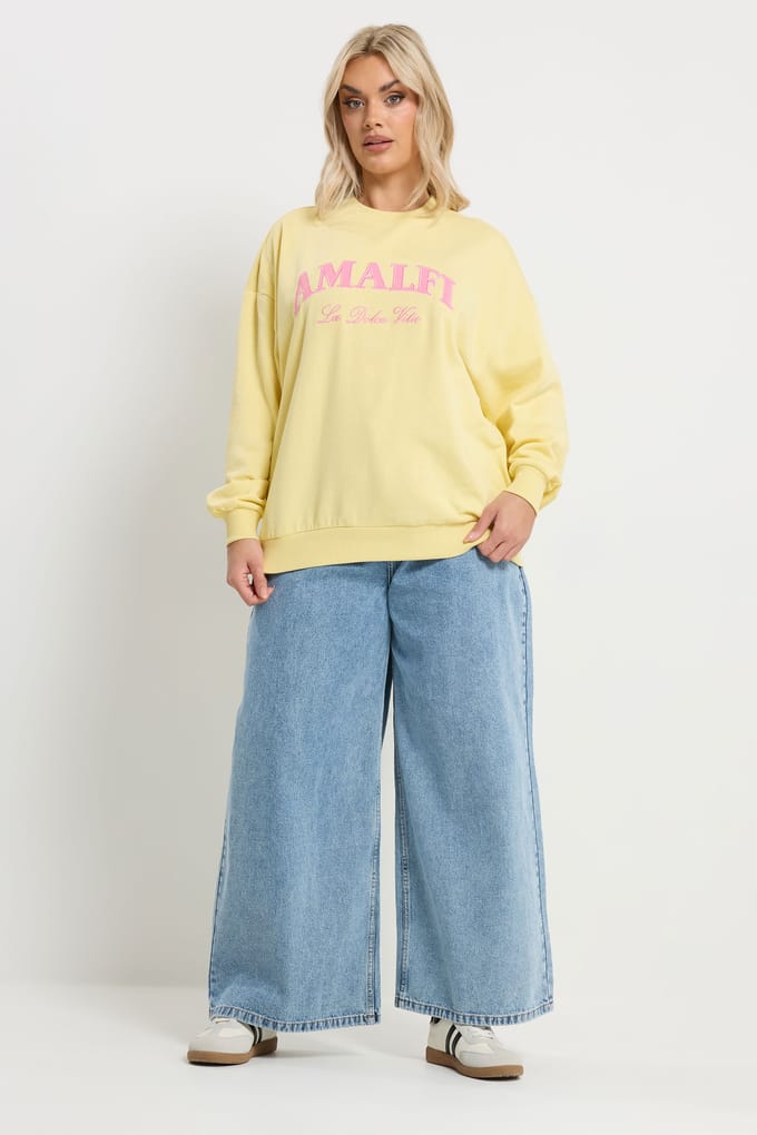 Yours Geel Geborduurd 'Amalfi' Sweatshirt Size 46