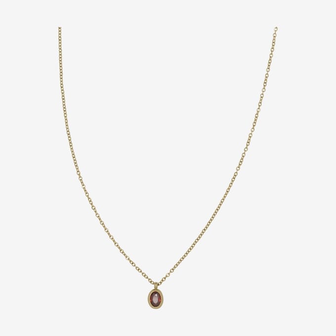 Essenza Round Red Stone Necklace Gold