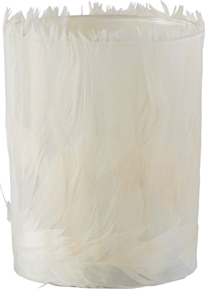 J-Line theelichthouder Veren - glas - creme - large - 2 stuks