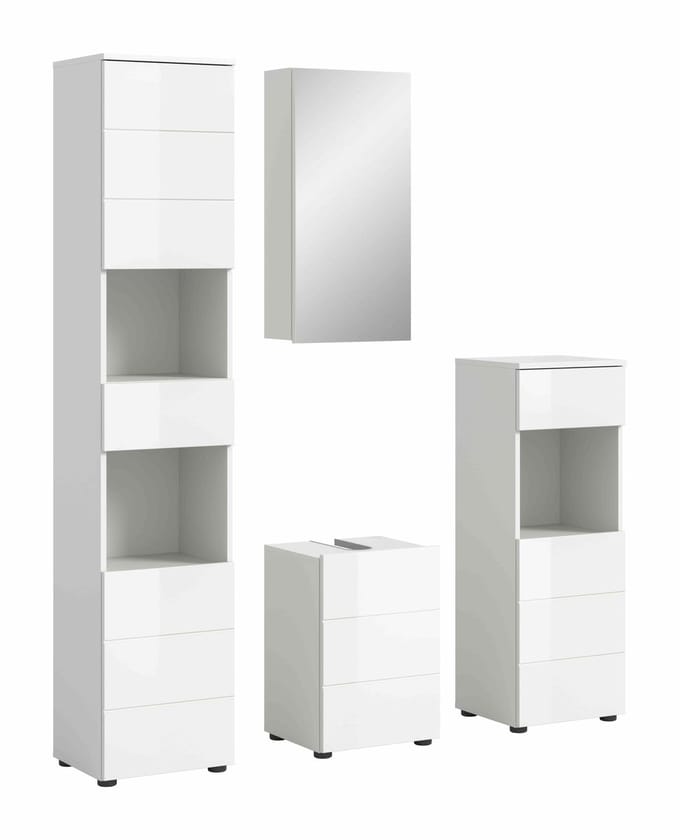 Vira badkamercombinatie wit hoogglans MDF TZ wit melamine - 34x144x190cm