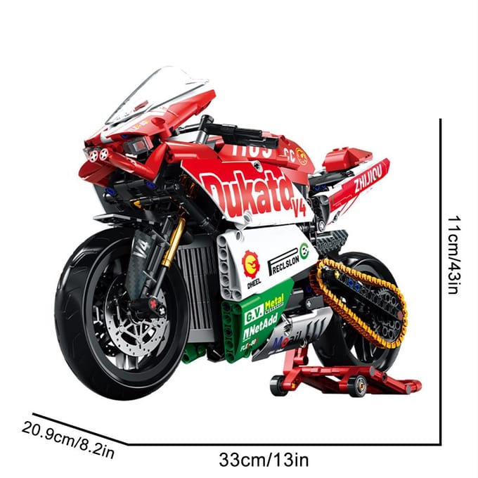 1:8 Ensemble de Briques de Construction de Moto Technique V4 Modèle de Super Moto Célèbre Kit de Construction Briques de Course Jouets Assemblés pour Adolescents Cadeaux Pour Enfant