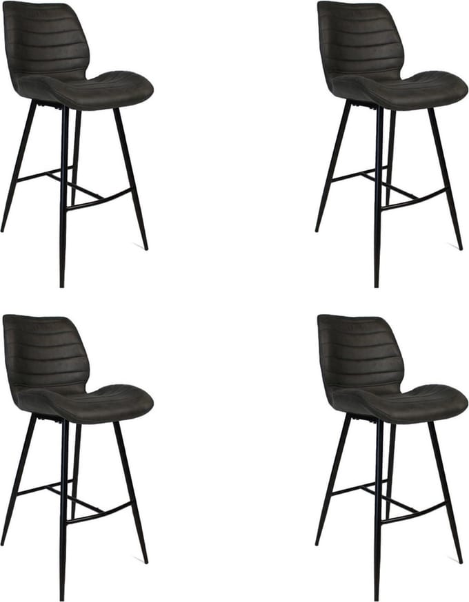 Bronx71® Industriële barkruk Morris antraciet 71 cm - Barkrukken set van 4 - barstoel