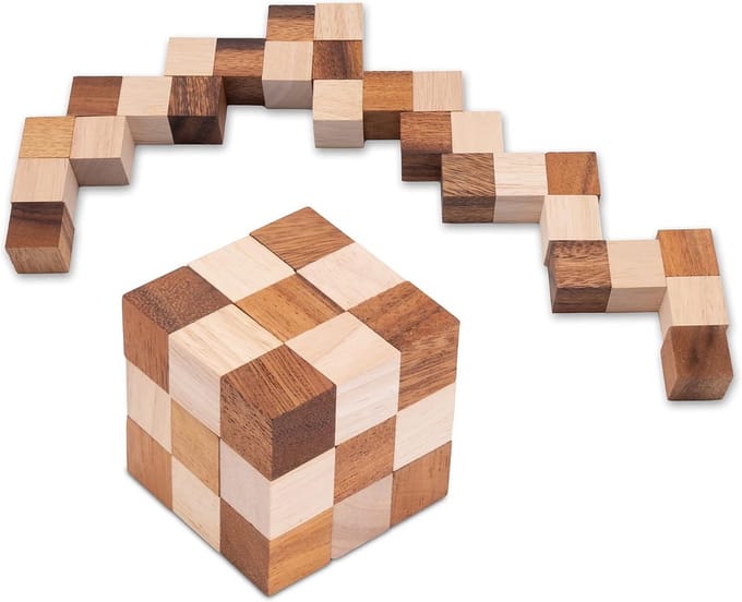 Houten 3D Puzzel Kubus Slang - Uitdagend Denkspel voor Jong en Oud
