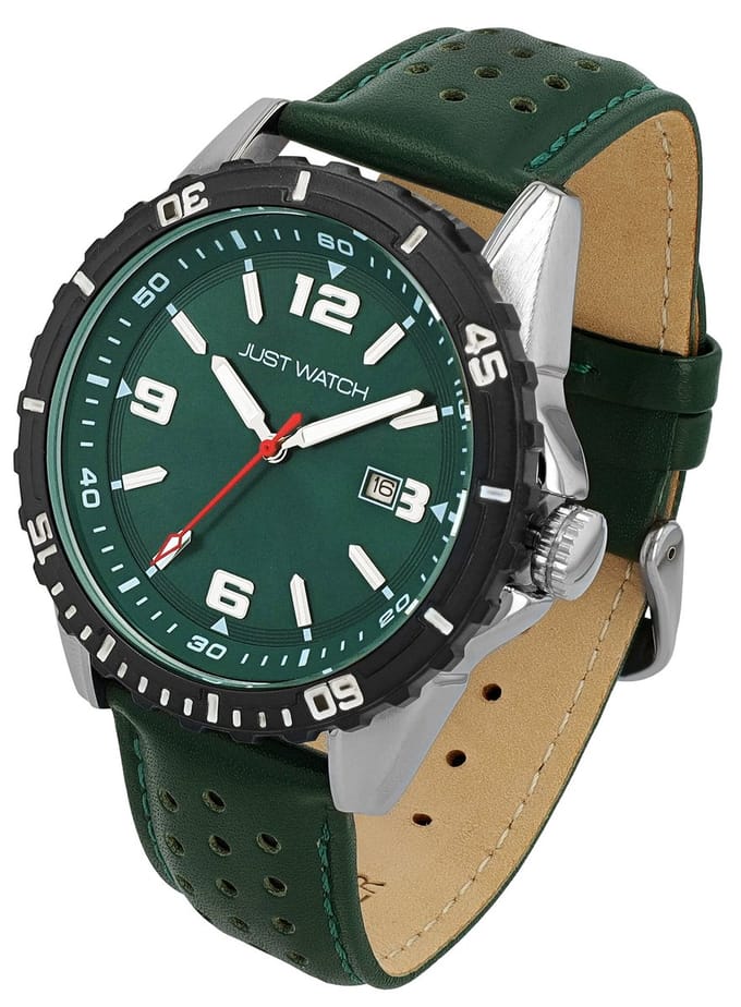 JUST WATCH herenhorloge echt leer datumaanduiding