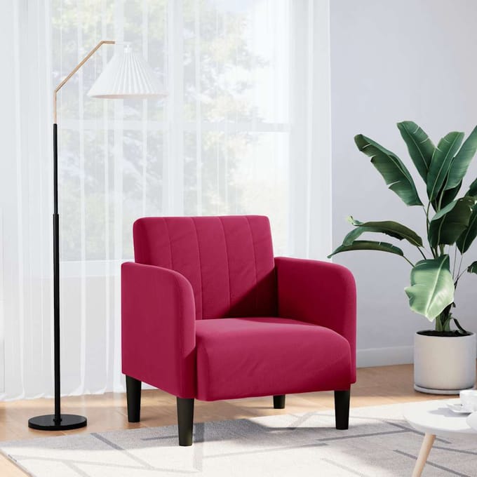 vidaXL - Fauteuil - met - armleuningen - 54 - cm - fluweelrood - wijnrood