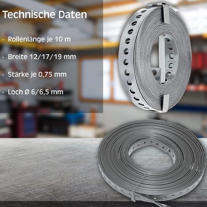 Geperforeerde Montageband Gegalvaniseerd 17mm Breed 10 Meter Rol