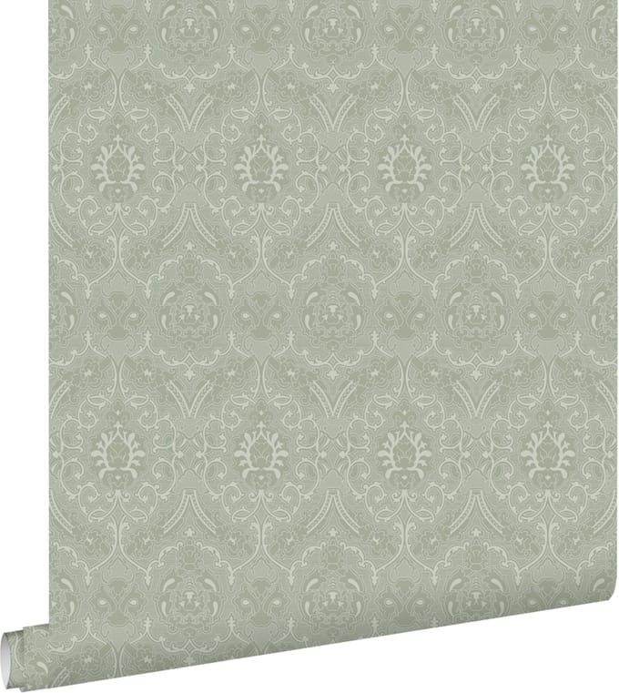 ESTAhome behang ornamenten vergrijsd mintgroen - 50 x 900 cm - 139640