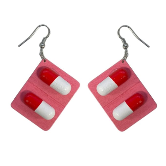 Fako Bijoux® - Oorbellen - Capsules in Drukstrip - Rood/Wit/Roze