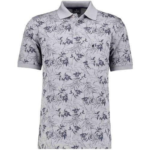 Ragman Polo Soft Knit Leaves Pattern Chest Pocket Zilvergrijs / male