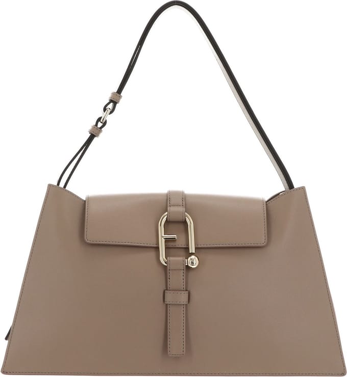 FURLA Leren schoudertas Nuvola Shoulder Bag Greige Taupe
