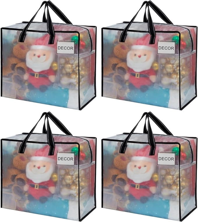 Opbergzakken Kleding - Verhuisdozen - Seizoensopslag - Extra Groot - 50L 4 Stuks - Transparant