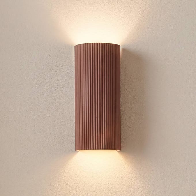 Lindby - wandlamp - 2lichts - Gips - H: 30.5 cm - GU10 - bruin