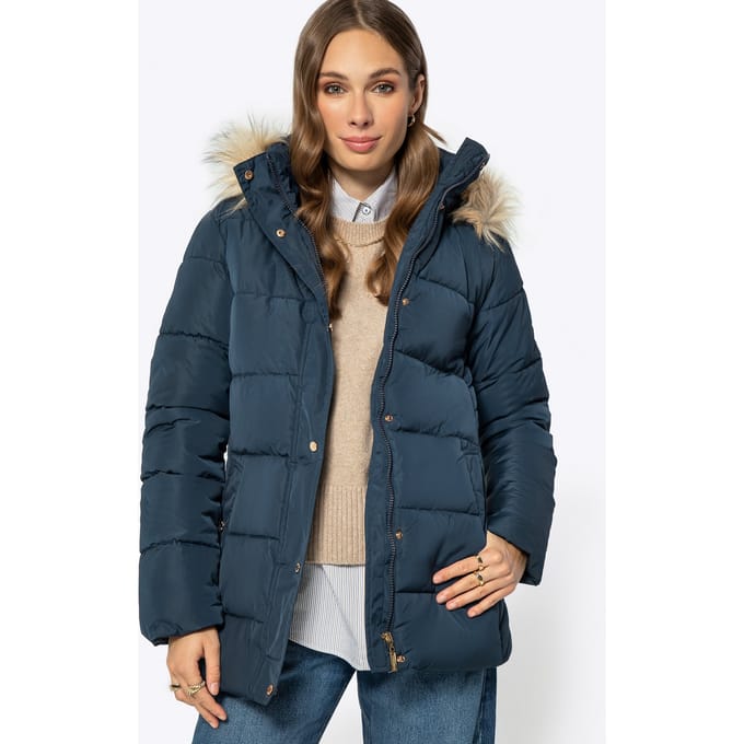 Wittchen Dames Gewatteerde Jas met Monogram Marineblauw Polyester