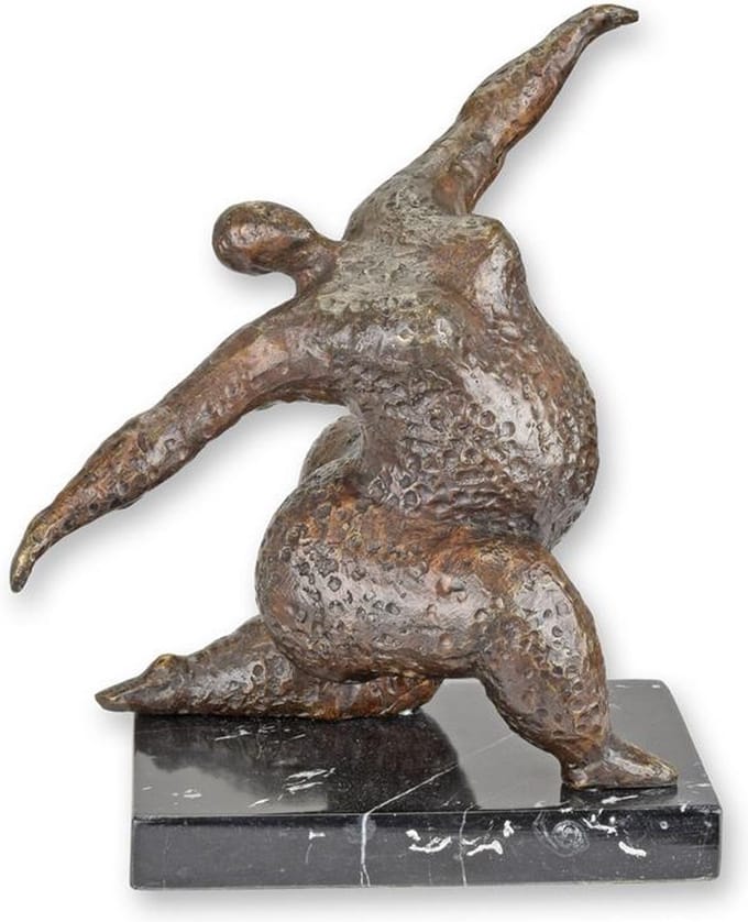 Brons beeld - naakt - danseres - sculptuur - 20,8 cm hoog