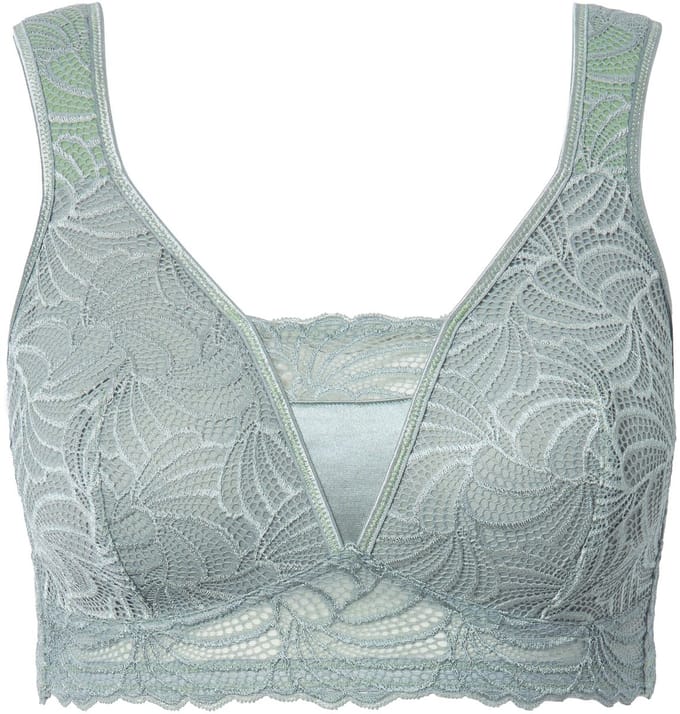 Ulla Popken - Dames - Bralette kant zonder beugel - Salbei groen - Maat 100F