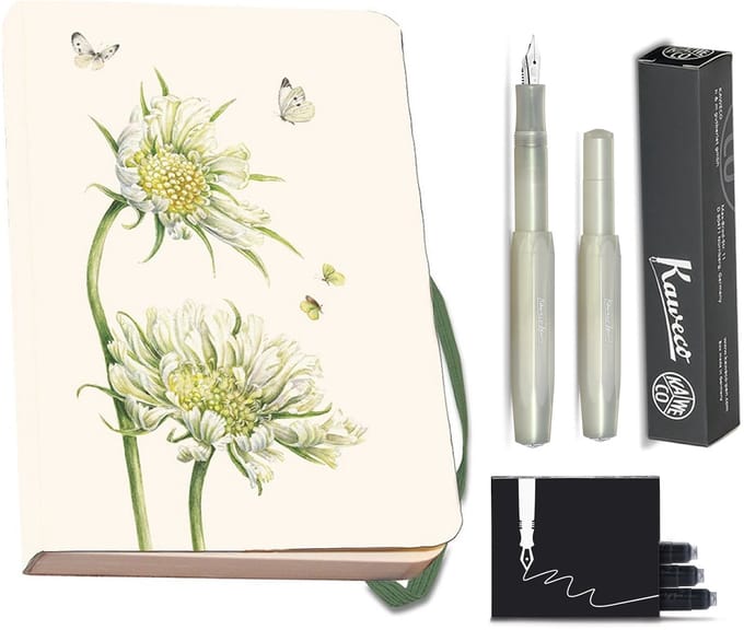 Kaweco - Bekking & Blitz - Schrijfwarenset - NOTEBOOK KLEIN 9,5X15 harde kaft groen - Vulpen Light Green Medium - Met doosje vullingen