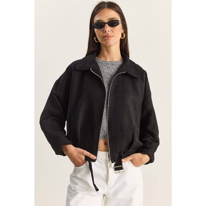 Oversized Faux Suède Jacket