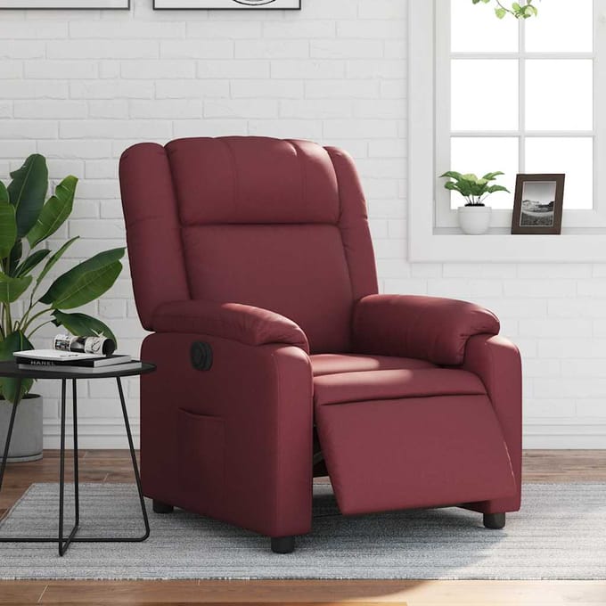 vidaXL - Fauteuil - verstelbaar - elektrisch - kunstleer - wijnrood