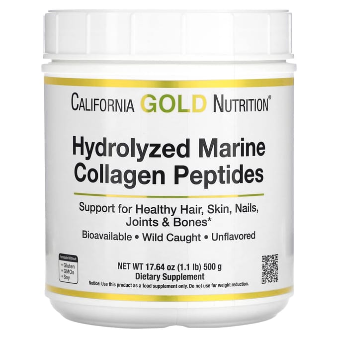 Peptides de Collagène Marin Hydrolysé, Non Aromatisé, 500G (17.64Oz)