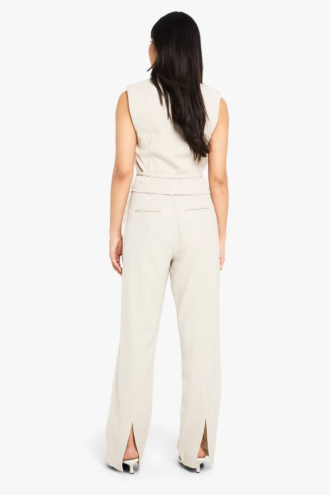 boohoo Dames Belted Wide Leg Trousers | Beige | Maat: 38