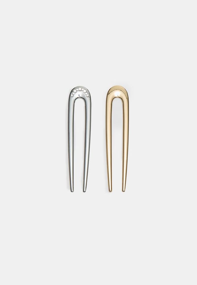 Stradivarius Set haarspeldjes met strass  Goud OS