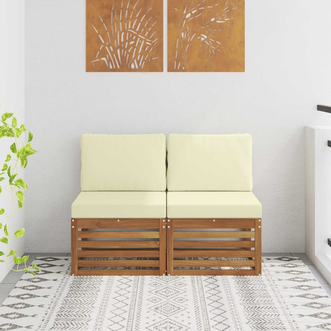 vidaXL - 2 - Stuk - Buiten - Midden - Sofa - Massief - Acacia - Hout - Naturel