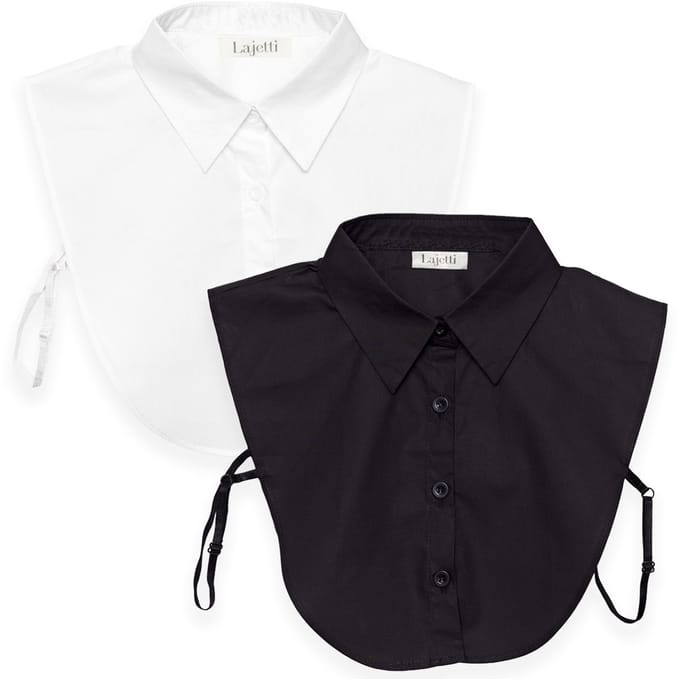 Lajetti - Set van 2 Losse Dames Kraagjes - Zwart en Wit Puntkraag Basic - 2 pack Blouse Kraagje