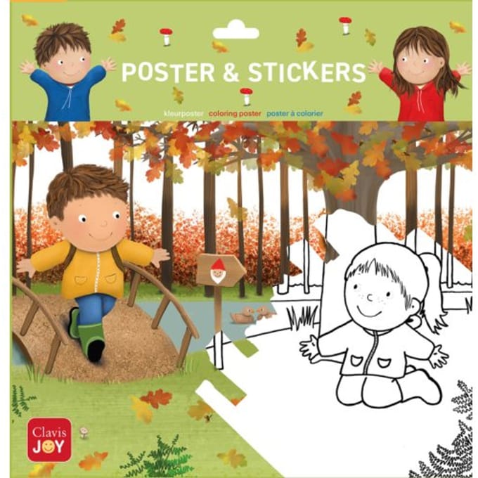 Kleurposter Luuk en Lotje. Het herfstbos