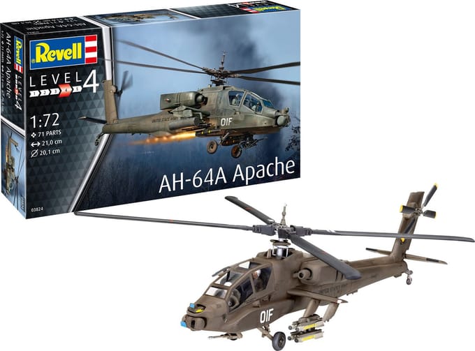 Revell Modelbouwpakket Militaire voertuigen - 63824 AH-64A Apache Heli - Model Set Plastic - 1:72 - Modelbouw