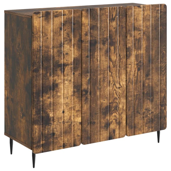 vidaXL - Dressoir - Gerookt - eiken - 89 - x - 34,5 - x - 82 - cm - Bewerkt - hout