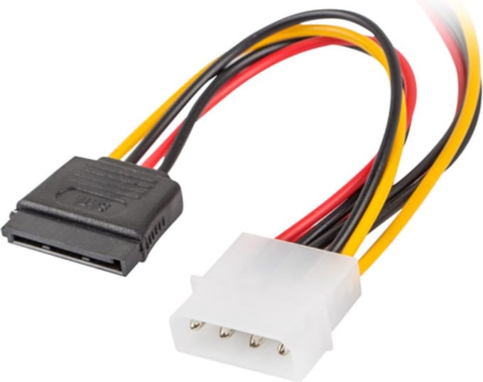 Lanberg - Lanberg Molex stroomkabel male naar twee female SATA 15 cm