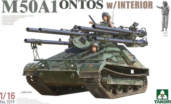 Takom Modelbouwpakket Militaire voertuigen - 1019 M50A1 Ontos with Interior Plastic - 1:16 - Modelbouw