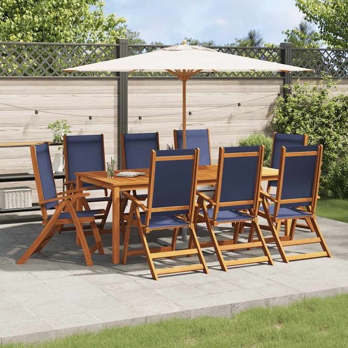 vidaXL - Opklapbare - stoelen, - 8 - stuks, - van - massief - acaciahout - en - textilene.