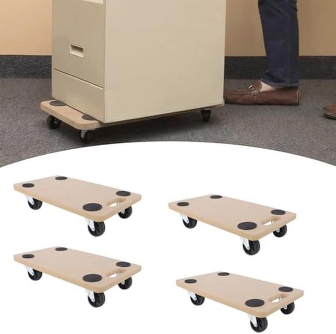 Transportrollers voor Meubels, 4 Stuks, Met Rubber Pads en Handgreep, Tot 200 Kg Draagkracht