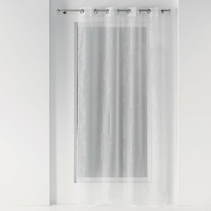 Glasgordijn 140 cm x 240 cm Silver Clouds White