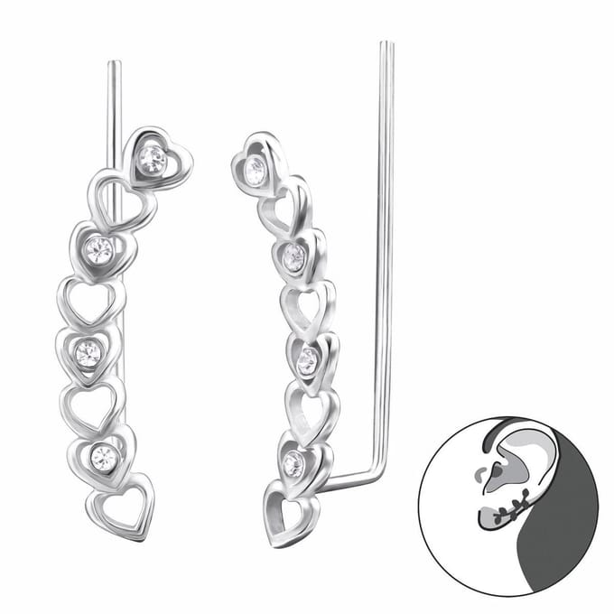 Montebello Oorbellen Lulu - 925 Zilver E-Coating - Pin - Hart - 3x20mm