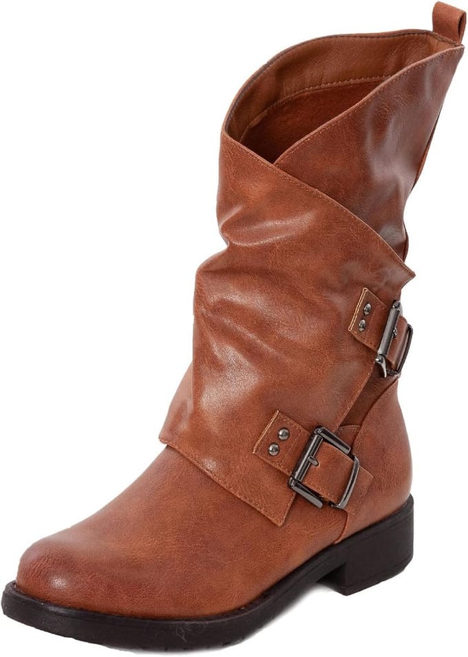 Stoere Dames Biker Laarzen met Gespen - Enkelhoge Motorstijl