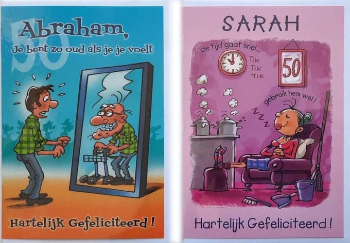 2 Wenskaarten - Abraham + Sarah - 12 x 17 cm