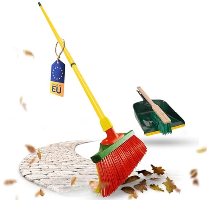 Handveger set met telescoopsteel en klauwbezem 30 cm