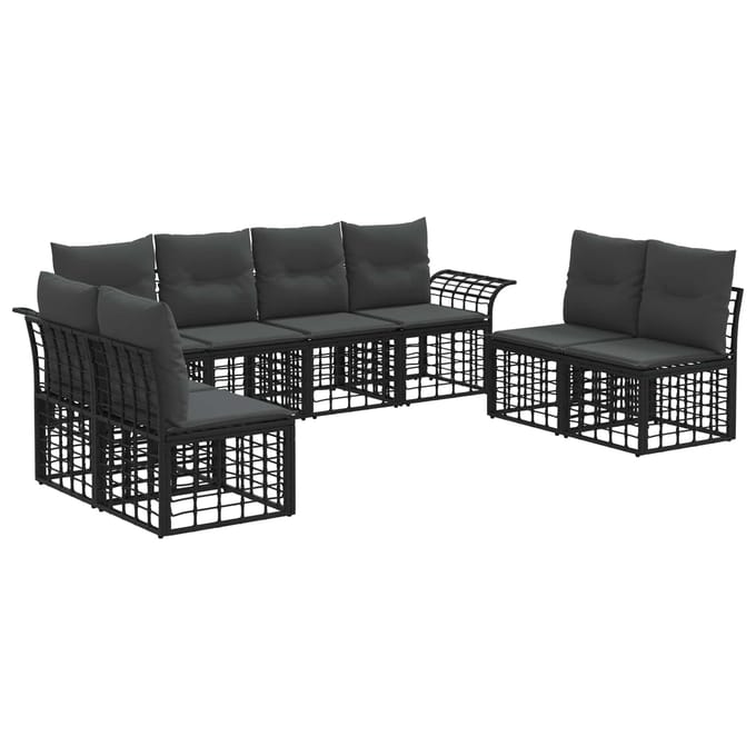vidaXL - Buiten - bank - set - 8 - st - Zwart - en - Donker - Grijs - Polyester