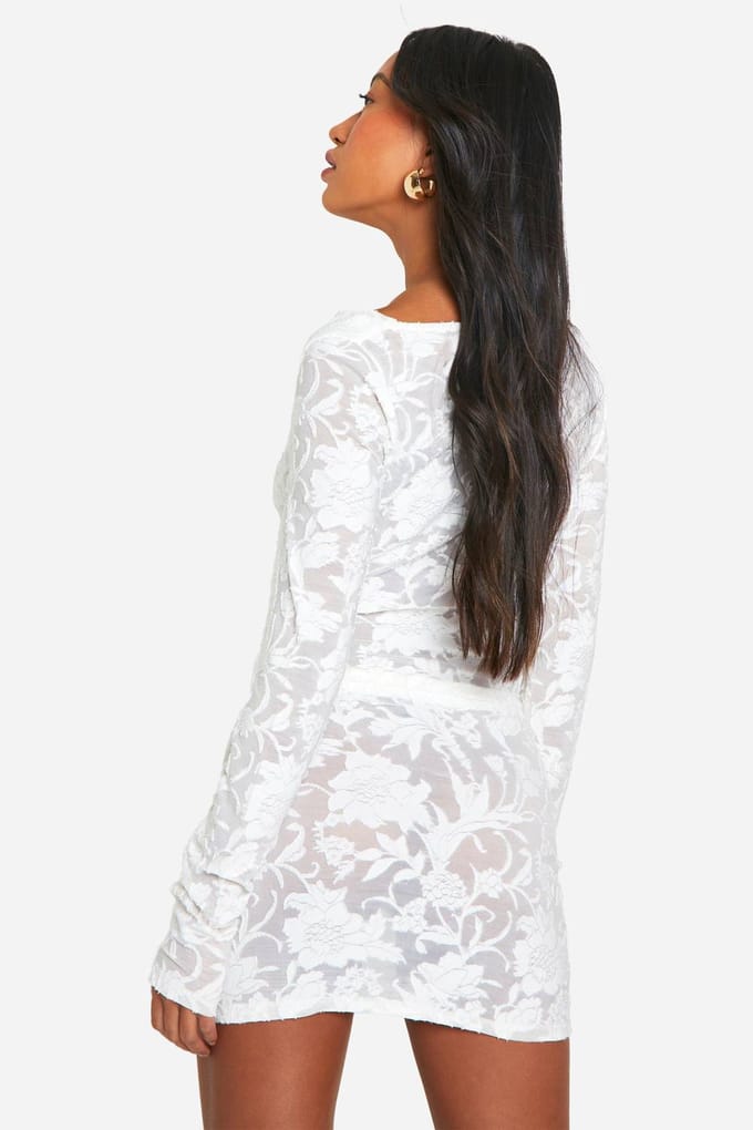 boohoo Dames Burnout Bloemen Minirok | Ivoor | Maat: 42