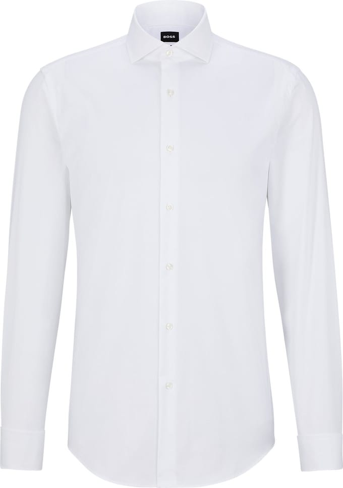 BOSS Hank slim fit smoking overhemd - twill - wit - Strijkvriendelijk - Boordmaat: 46