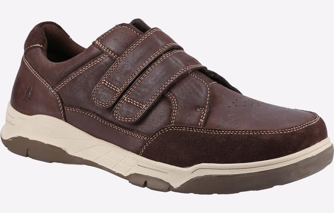 Hush Puppies Fabian Double Strap Leren Bruine Heren Instappers
