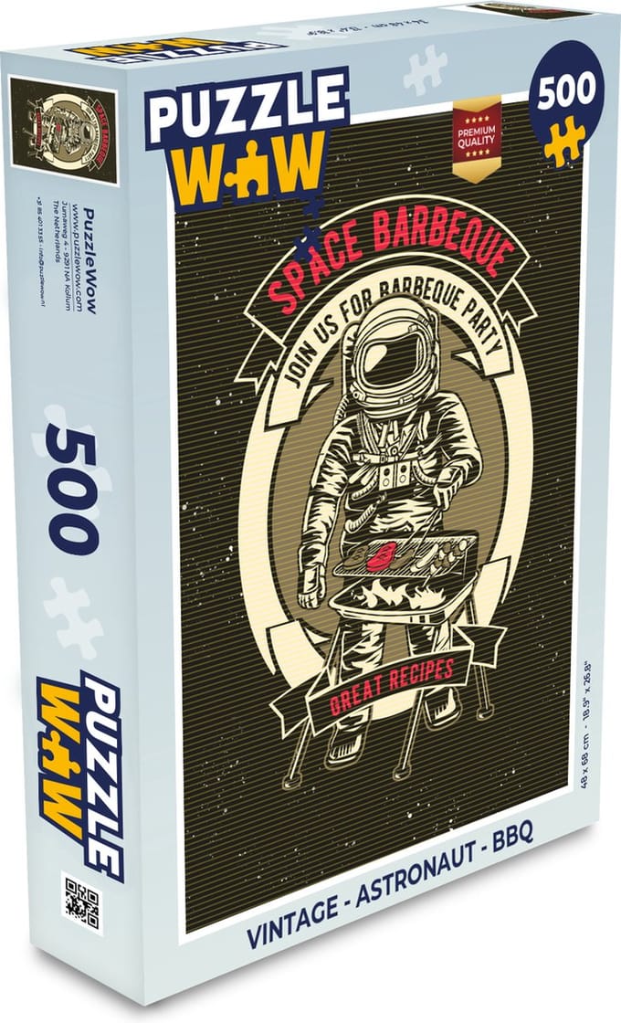 Puzzel Vintage - Astronaut - BBQ - Legpuzzel - Puzzel 500 stukjes