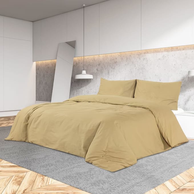 vidaXL - Dekbedovertrekset - lichtgewicht - 200x220 - cm - microvezel - taupe