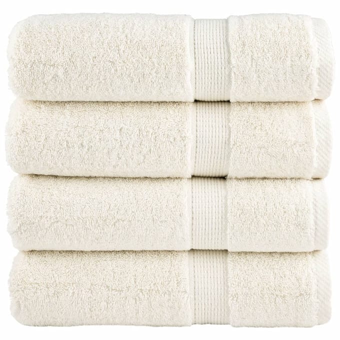 vidaXL - Handdoeken - SOLUND - 4 - st - 600 - g/m² - 50x100 - cm - crèmekleurig