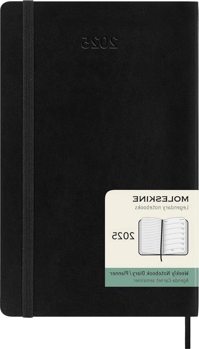 Wekplanner 2025 - weekagenda met notities - zwart - groot formaat 13x21 cm