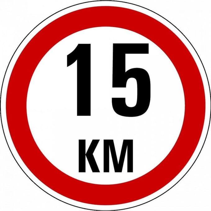 Maximaal 15 km bord, kunststof, A1 300 mm